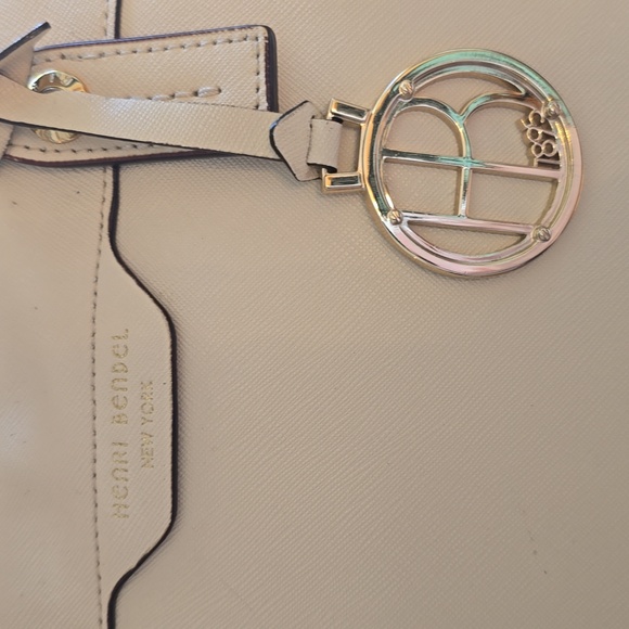 Henri Bendel Cream Sachel Tote with Gold Charm - Picture 2 of 8